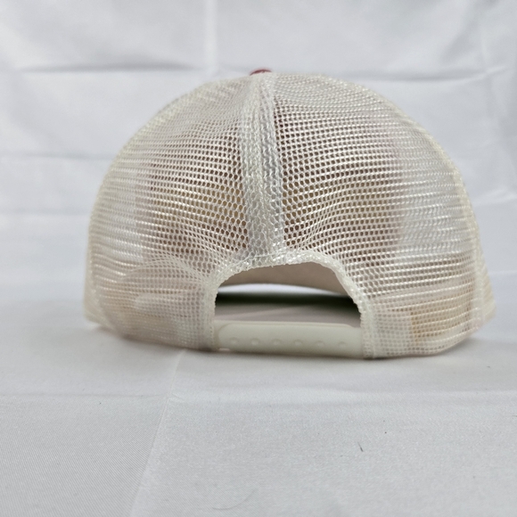 Vintage Mesh Rope Trucker Snapback Hat Red and White - Picture 3 of 7